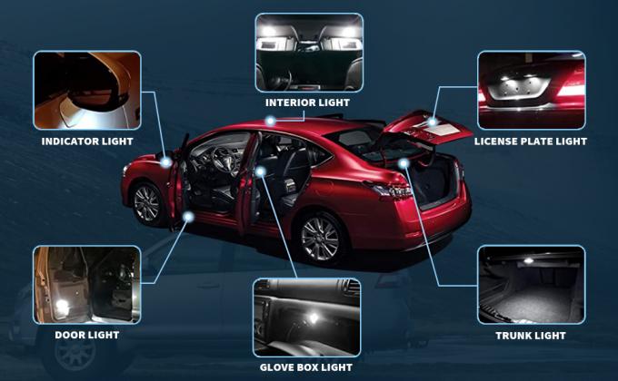 194 لمبات الإضاءة LED للسيارات 6500K Wedge T10 SMD 5050 Chips 8