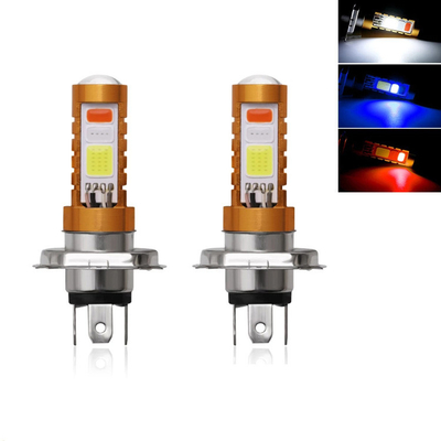 شراء 3 ألوان COB LED المصباح H4 H6 80W P15D BA20D أبيض أزرق أحمر online manufacture
