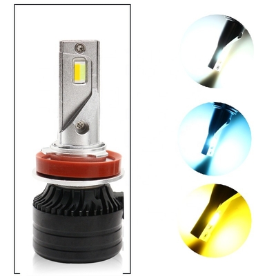 مصباح أمامي للسيارة LED H11 المصابيح الأمامية LED ثلاثية الألوان كشافات ضباب للسيارة 12-36 فولت مصباح معدل