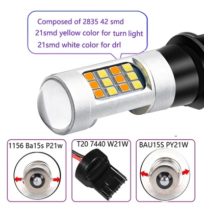 2835 42SMD مزدوج اللون أدى ضوء الفرامل بدوره إشارة 7440 T20 CANBUS لمنع اصطرابي