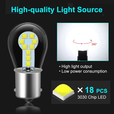 1156 BA15S LED 1157 BAY15D LED أضواء إشارة الانعطاف للفرامل أحادية / مزدوجة الاتصال حربة