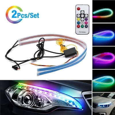 5050 30 سم 12V DRLled أضواء أنبوبية مرنة للسيارات LED نيون RGB مع جهاز التحكم عن بعد