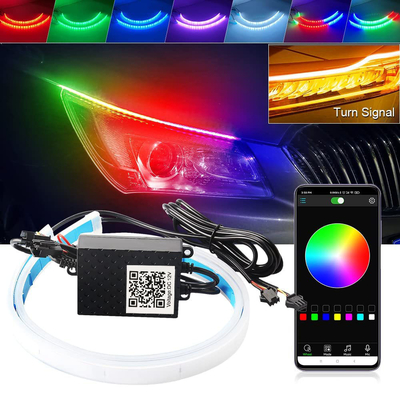 APP التحكم DRL LED ضوء النهار تشغيل ضوء النيون العالمي للماء التبديل RGB