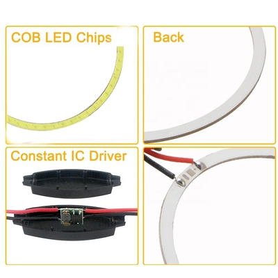 Cob عيون الملاك LED أضواء السيارة المحيطة 100 مللي متر مصباح ضباب أحمر أزرق 12-18 فولت