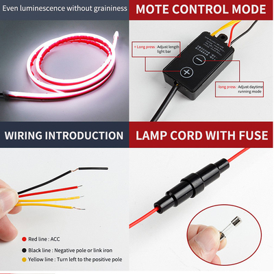 12 فولت DIY سيارة غطاء مرنة LED شريط الضوء بيضاء النهارية أضواء تشغيل الديكور الضوء الخلفي الطويل سيارة ضوء الغلاف الجوي