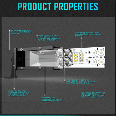 شريط ضوء LED مزدوج الصف للسيارة 200W - 1000W ملف الألومنيوم