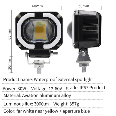 4x4 أوفرويد مصباح العمل LED مصابيح الأمام الضباب القيادة الضوء 12-80 فولت 4 بوصة 30 واط الألوان المزدوجة