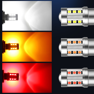 أضواء إشارة الدوران لسيارات LED البيضاء العالمية1156 1157 3030 15SMD مصباح LED أبيض أصفر Canbus لوحة ترخيص داخلية LED