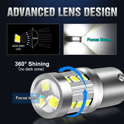 أضواء إشارة الدوران لسيارات LED البيضاء العالمية1156 1157 3030 15SMD مصباح LED أبيض أصفر Canbus لوحة ترخيص داخلية LED
