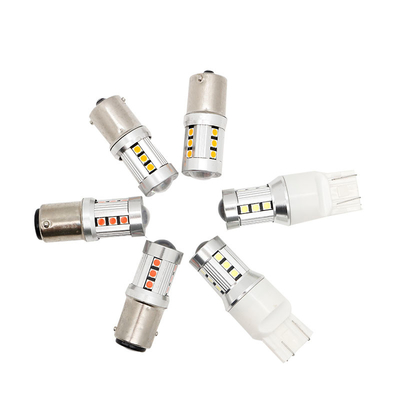 أضواء إشارة الدوران لسيارات LED البيضاء العالمية1156 1157 3030 15SMD مصباح LED أبيض أصفر Canbus لوحة ترخيص داخلية LED
