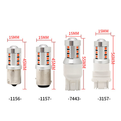 أضواء إشارة الدوران لسيارات LED البيضاء العالمية1156 1157 3030 15SMD مصباح LED أبيض أصفر Canbus لوحة ترخيص داخلية LED
