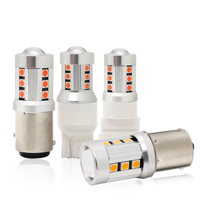 أضواء إشارة الدوران لسيارات LED البيضاء العالمية1156 1157 3030 15SMD مصباح LED أبيض أصفر Canbus لوحة ترخيص داخلية LED