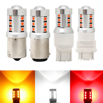 أضواء إشارة الدوران لسيارات LED البيضاء العالمية1156 1157 3030 15SMD مصباح LED أبيض أصفر Canbus لوحة ترخيص داخلية LED