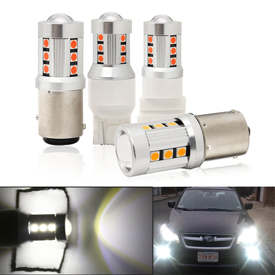 أضواء إشارة الدوران لسيارات LED البيضاء العالمية1156 1157 3030 15SMD مصباح LED أبيض أصفر Canbus لوحة ترخيص داخلية LED