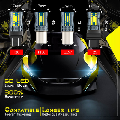 مضاد للماء 12V 1156 3030 24LED + 2COB إشارة إشارة الفرامل 3156 مصباح LED مزدوج اللون