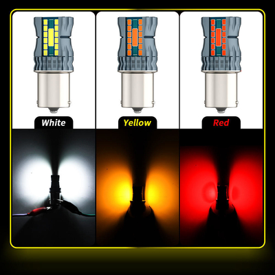 مضاد للماء 12V 1156 3030 24LED + 2COB إشارة إشارة الفرامل 3156 مصباح LED مزدوج اللون