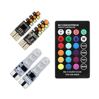 السيارات النوع الجديد الداخلية مصباح LED T10 5050 6SMD لون RGB مع RGB مع ريموت ضوء مضيء
