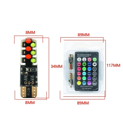 السيارات النوع الجديد الداخلية مصباح LED T10 5050 6SMD لون RGB مع RGB مع ريموت ضوء مضيء
