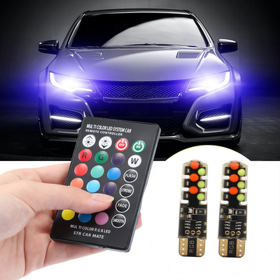 السيارات النوع الجديد الداخلية مصباح LED T10 5050 6SMD لون RGB مع RGB مع ريموت ضوء مضيء