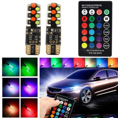 السيارات النوع الجديد الداخلية مصباح LED T10 5050 6SMD لون RGB مع RGB مع ريموت ضوء مضيء