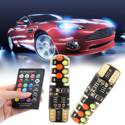 السيارات النوع الجديد الداخلية مصباح LED T10 5050 6SMD لون RGB مع RGB مع ريموت ضوء مضيء