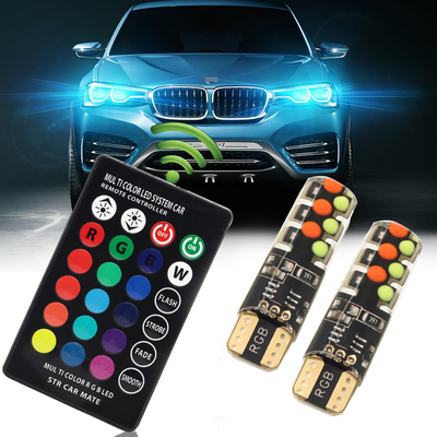 السيارات النوع الجديد الداخلية مصباح LED T10 5050 6SMD لون RGB مع RGB مع ريموت ضوء مضيء