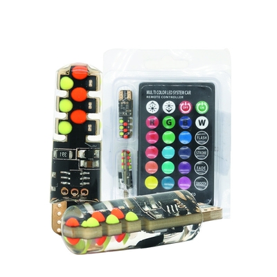 السيارات النوع الجديد الداخلية مصباح LED T10 5050 6SMD لون RGB مع RGB مع ريموت ضوء مضيء