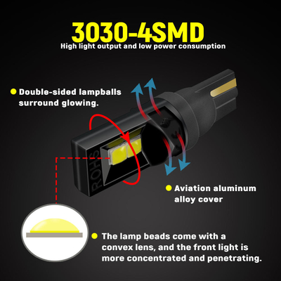 360 درجة مصابيح LED T10 194 168 147 W5W 3030 سيارة مصابيح LED الداخلية
