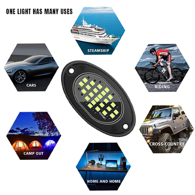 12 فولت ضوء الهيكل المقاوم للماء 2835 LED لون واحد أبيض نقي 24 LED Rock Light للشاحنة جيب ATV UTV Offroad Underglow