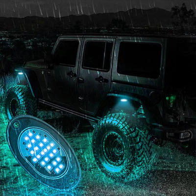 12 فولت ضوء الهيكل المقاوم للماء 2835 LED لون واحد أبيض نقي 24 LED Rock Light للشاحنة جيب ATV UTV Offroad Underglow