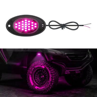 12 فولت ضوء الهيكل المقاوم للماء 2835 LED لون واحد أبيض نقي 24 LED Rock Light للشاحنة جيب ATV UTV Offroad Underglow