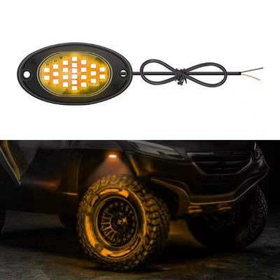 12 فولت ضوء الهيكل المقاوم للماء 2835 LED لون واحد أبيض نقي 24 LED Rock Light للشاحنة جيب ATV UTV Offroad Underglow