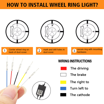RGB SMD 5050 LED Strip IP67 مقاوم للماء LED عجلة السيارة محور لون ضوء RGB عجلة LED أضواء لأطراف السيارة مع التحكم التطبيقي