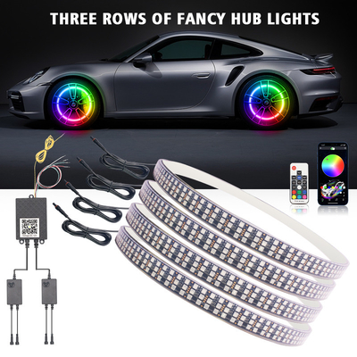 RGB SMD 5050 LED Strip IP67 مقاوم للماء LED عجلة السيارة محور لون ضوء RGB عجلة LED أضواء لأطراف السيارة مع التحكم التطبيقي