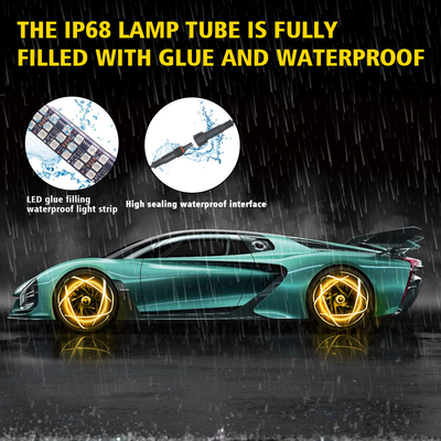 RGB SMD 5050 LED Strip IP67 مقاوم للماء LED عجلة السيارة محور لون ضوء RGB عجلة LED أضواء لأطراف السيارة مع التحكم التطبيقي