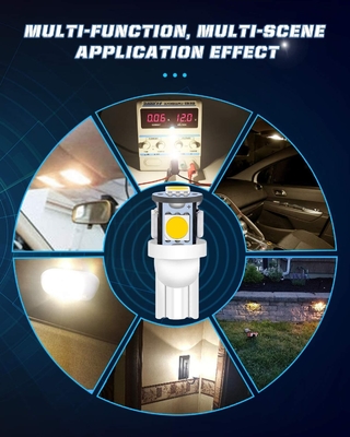 194 لمبات الإضاءة LED للسيارات 6500K Wedge T10 SMD 5050 Chips