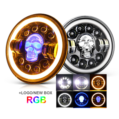 مصابيح أمامية LED دائرية 7 بوصة للدراجات النارية لـ Harley Royal Enfield 12000lm