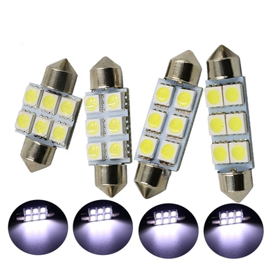 Festoon C5W 5050 6SMD LED أضواء السيارة الداخلية مصباح لمبة قبة أزرق أبيض تيار مستمر 12 فولت 31 مللي متر 36 مللي متر 39 مللي متر 41 مللي متر