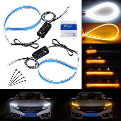 شريط متدفق من السيليكون DRL لأضواء الجري النهارية 45 سم 17.7 "شريط أنبوب LED مرن كهرماني أبيض