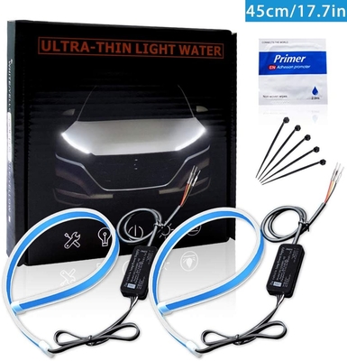 شريط متدفق من السيليكون DRL لأضواء الجري النهارية 45 سم 17.7 "شريط أنبوب LED مرن كهرماني أبيض