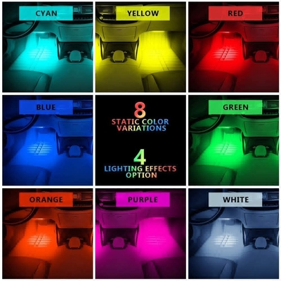 4 قطع 48 LED قطاع أضواء جو السيارة الداخلية IP65 مع منفذ USB التحكم في APP