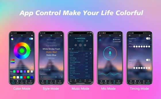 4 قطع 48 LED قطاع أضواء جو السيارة الداخلية IP65 مع منفذ USB التحكم في APP