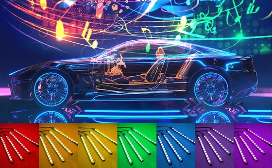 4 قطع 48 LED قطاع أضواء جو السيارة الداخلية IP65 مع منفذ USB التحكم في APP