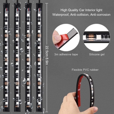 4 قطع 48 LED قطاع أضواء جو السيارة الداخلية IP65 مع منفذ USB التحكم في APP